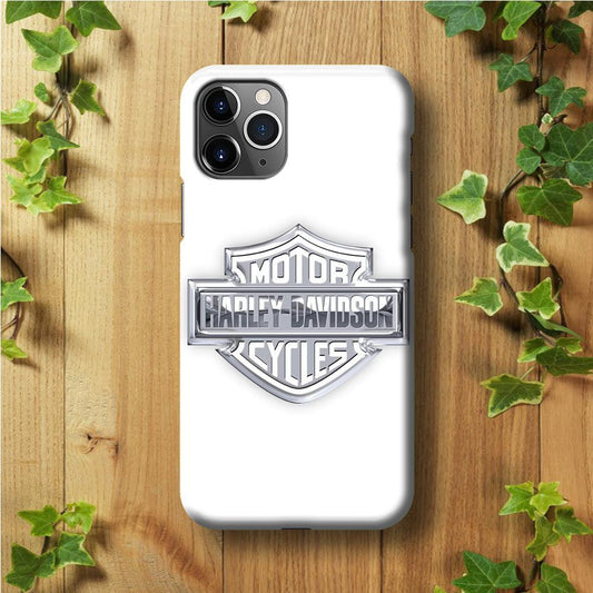 Harley Davidson Logo Silver iPhone 11 Pro Max Case-Plastic / Full Wrap (3D Case)-Xtracase