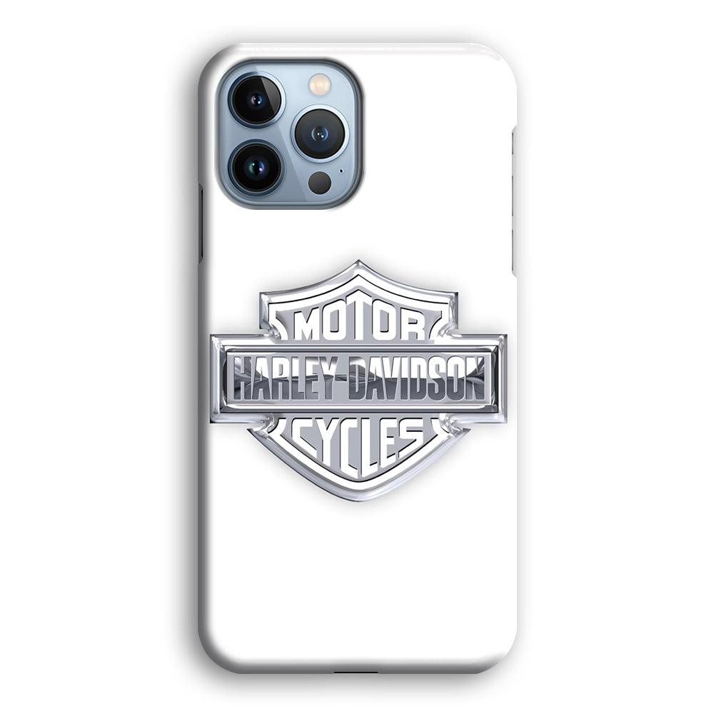 Harley Davidson Logo Silver iPhone 13 Pro Max Case-Plastic / Full Wrap (3D Case)-Xtracase
