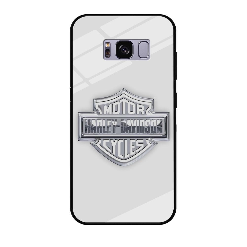 Harley Davidson Logo Silver Samsung Galaxy S8 Case-Tempered Glass Case-Xtracase