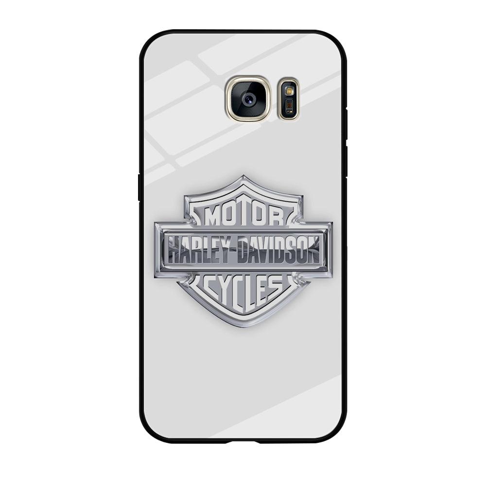 Harley Davidson Logo Silver Samsung Galaxy S7 Edge Case-Tempered Glass Case-Xtracase