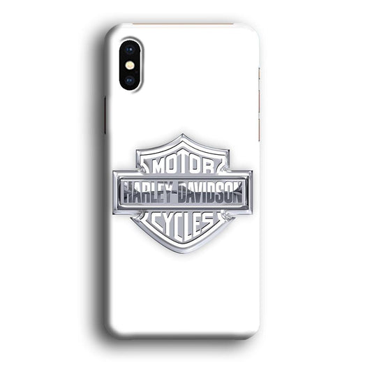 Harley Davidson Logo Silver iPhone X Case-Plastic / Full Wrap (3D Case)-Xtracase