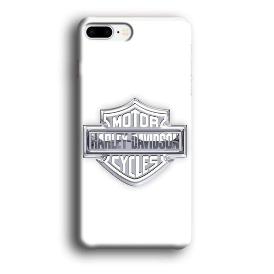 Harley Davidson Logo Silver iPhone 8 Plus Case-Plastic / Full Wrap (3D Case)-Xtracase