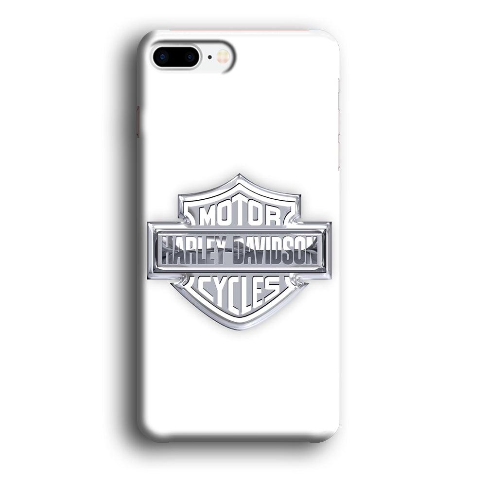 Harley Davidson Logo Silver iPhone 7 Plus Case-Plastic / Full Wrap (3D Case)-Xtracase