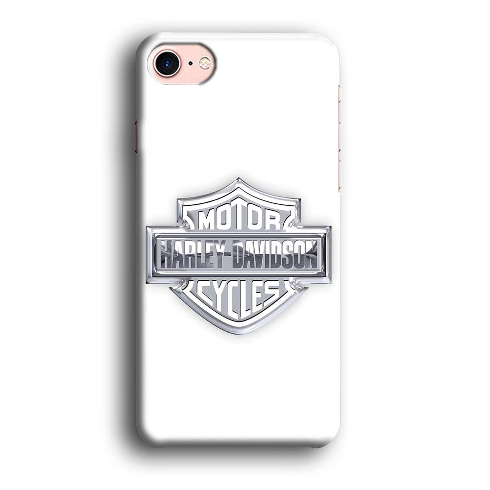 Harley Davidson Logo Silver iPhone 8 Case-Plastic / Full Wrap (3D Case)-Xtracase
