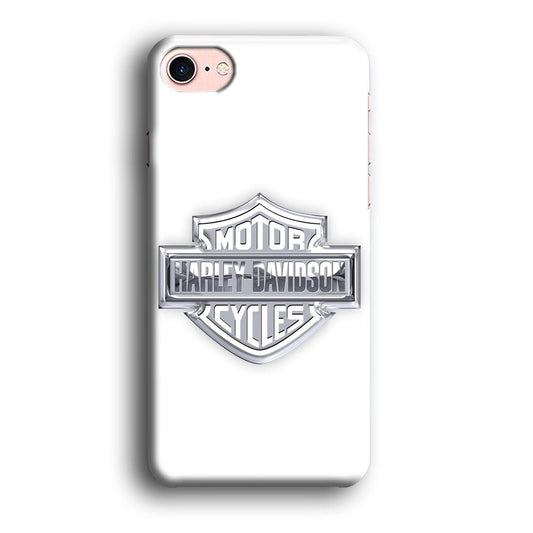 Harley Davidson Logo Silver iPhone 8 Case-Plastic / Full Wrap (3D Case)-Xtracase