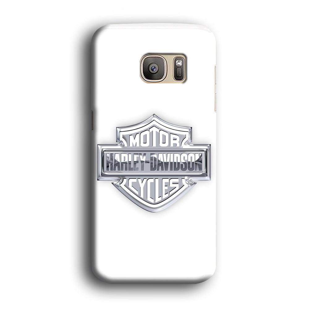 Harley Davidson Logo Silver Samsung Galaxy S7 Edge Case-Plastic / Full Wrap (3D Case)-Xtracase
