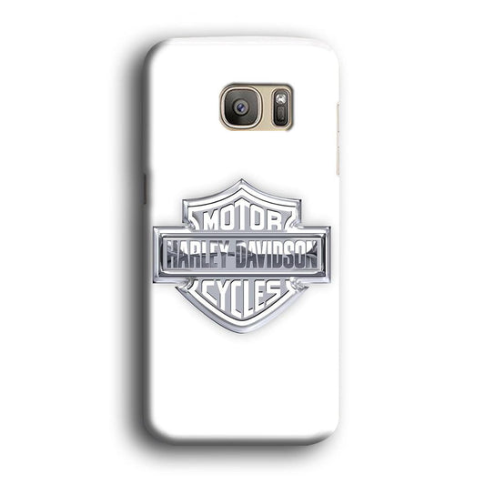 Harley Davidson Logo Silver Samsung Galaxy S7 Edge Case-Plastic / Full Wrap (3D Case)-Xtracase