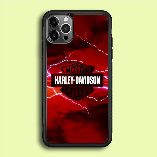 Harley Davidson Red Sky iPhone 12 Pro Case-Rubber / Black (2D Case)-Xtracase