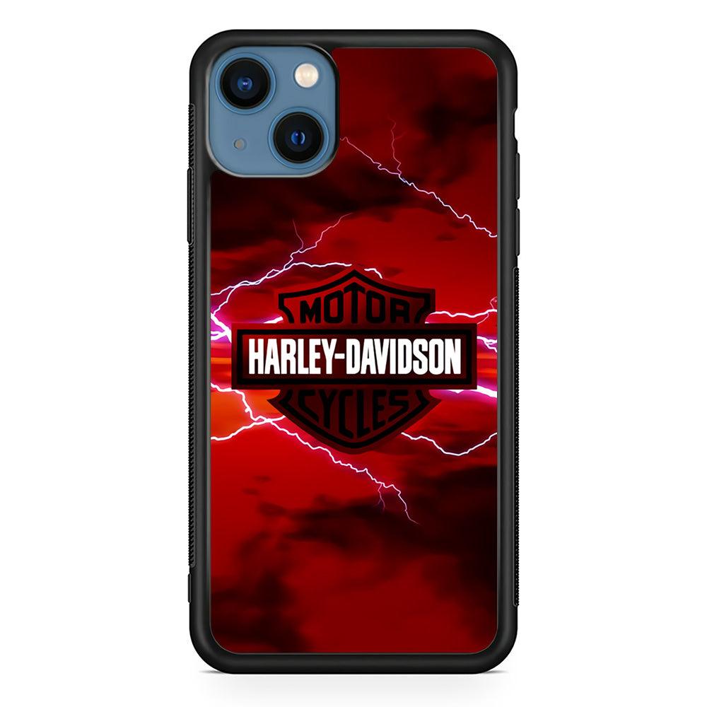Harley Davidson Red Sky iPhone 13 Mini Case-Rubber / Black (2D Case)-Xtracase
