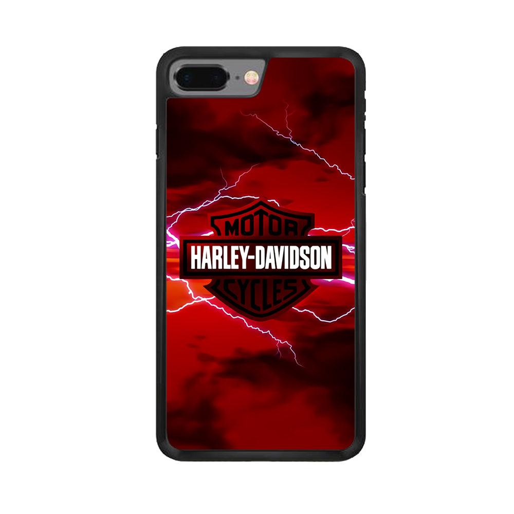 Harley Davidson Red Sky iPhone 8 Plus Case-Rubber / Black (2D Case)-Xtracase