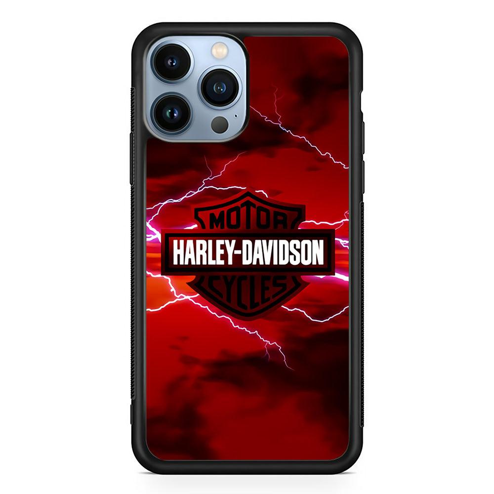 Harley Davidson Red Sky iPhone 13 Pro Case-Rubber / Black (2D Case)-Xtracase