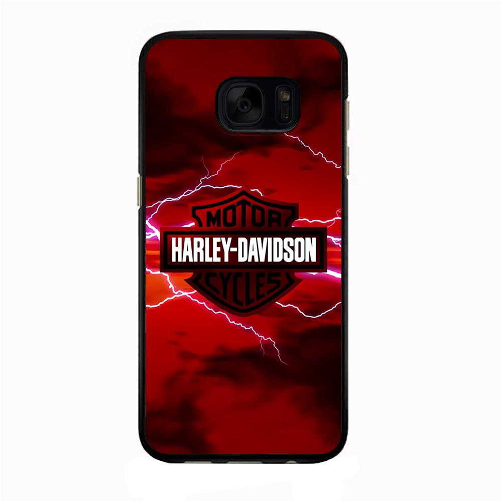Harley Davidson Red Sky Samsung Galaxy S7 Edge Case-Rubber / Black (2D Case)-Xtracase
