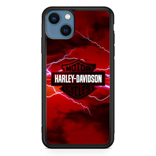 Harley Davidson Red Sky iPhone 13 Case-Rubber / Black (2D Case)-Xtracase