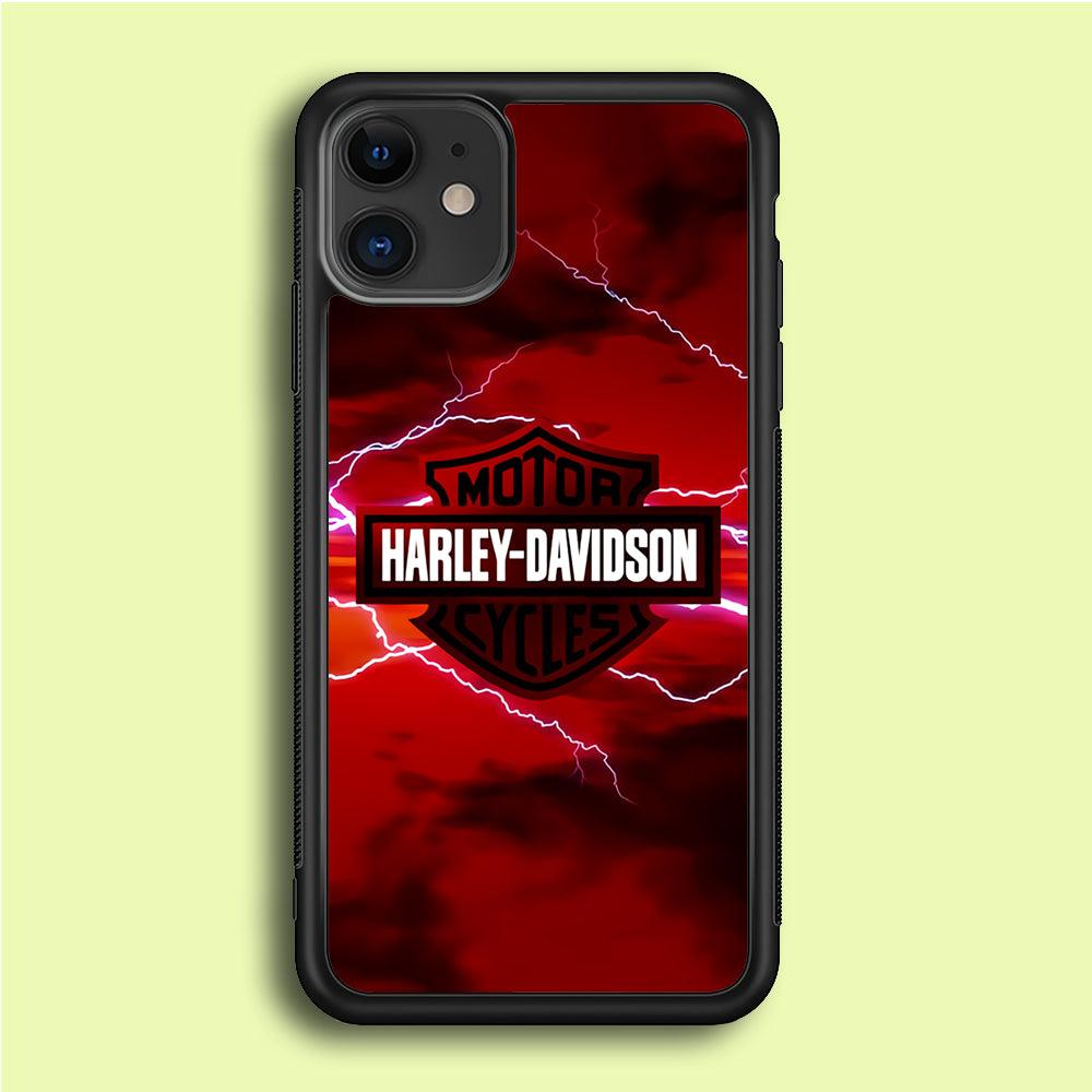 Harley Davidson Red Sky iPhone 12 Mini Case-Rubber / Black (2D Case)-Xtracase
