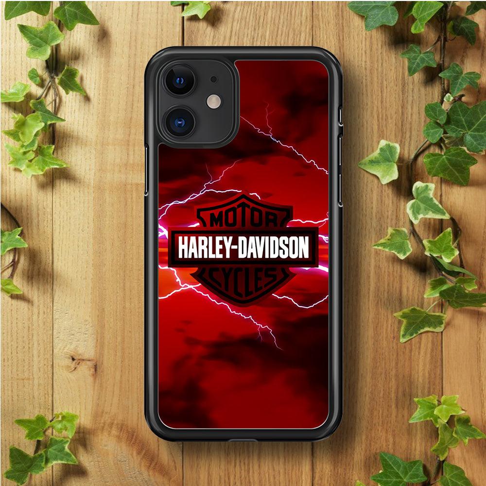 Harley Davidson Red Sky iPhone 11 Case-Rubber / Black (2D Case)-Xtracase
