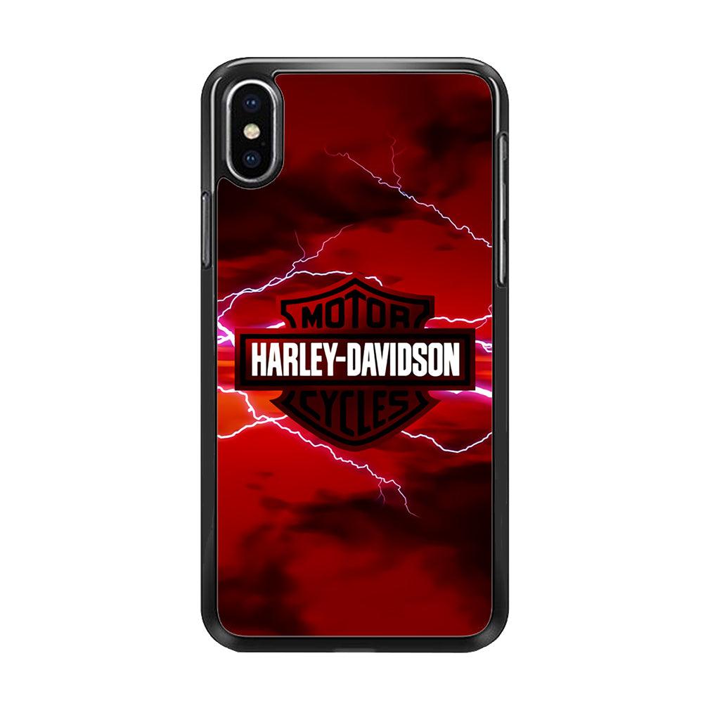 Harley Davidson Red Sky iPhone Xs Max Case-Rubber / Black (2D Case)-Xtracase
