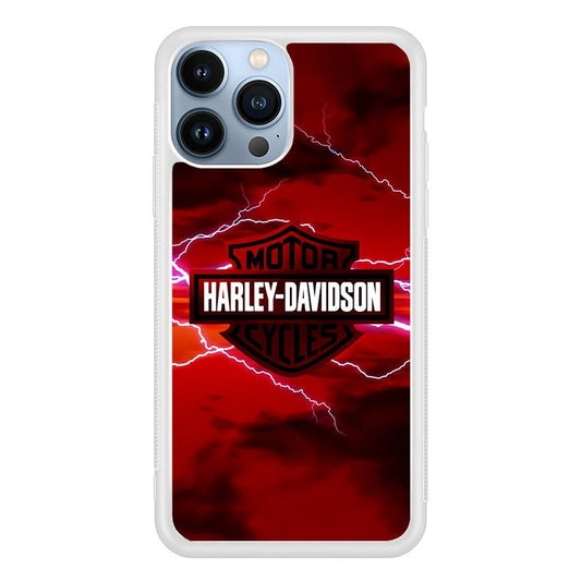 Harley Davidson Red Sky iPhone 13 Pro Case-Rubber / White (2D Case)-Xtracase