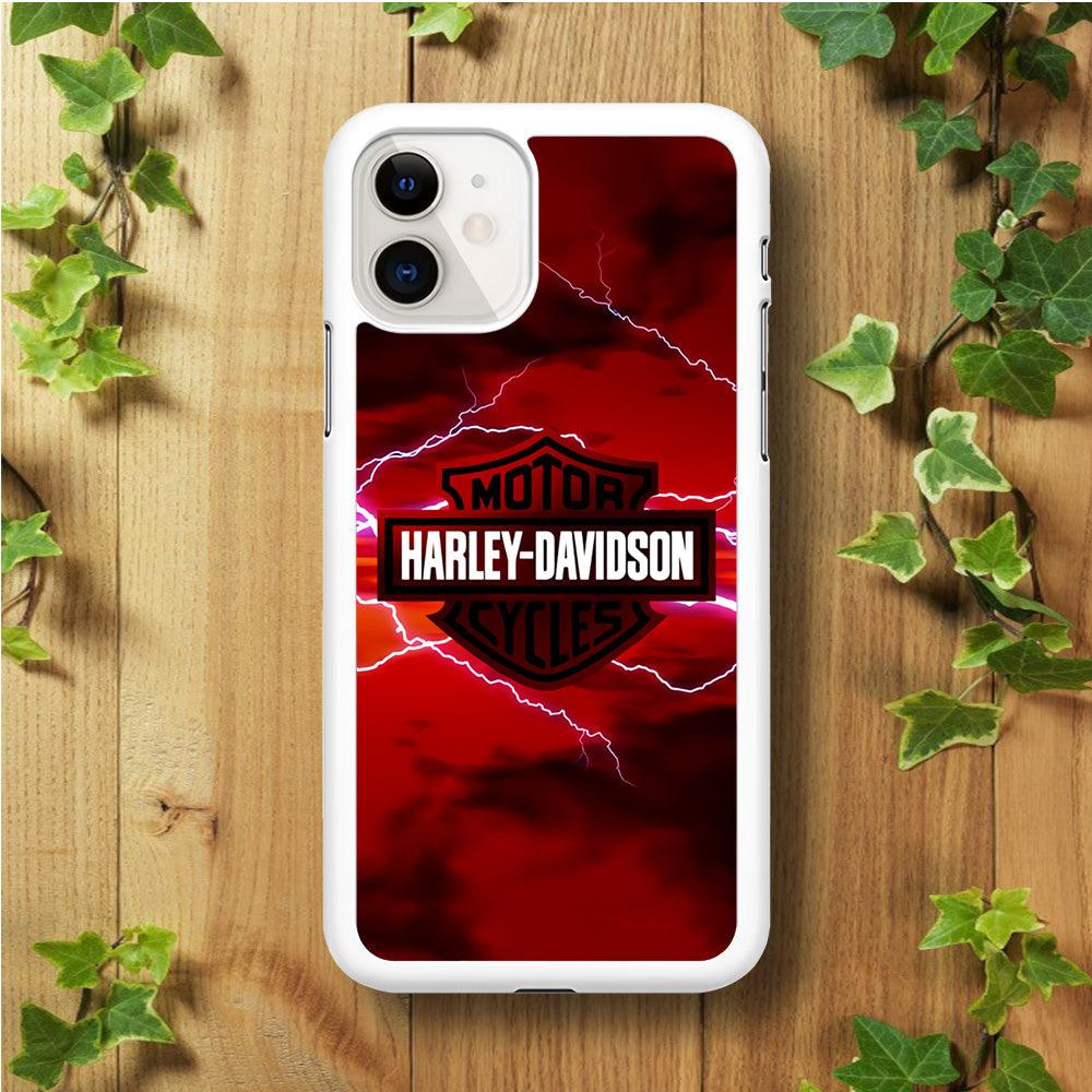 Harley Davidson Red Sky iPhone 11 Case-Rubber / White (2D Case)-Xtracase