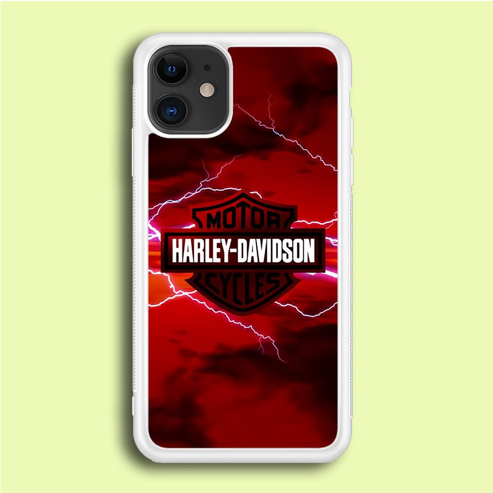 Harley Davidson Red Sky iPhone 12 Mini Case-Rubber / White (2D Case)-Xtracase