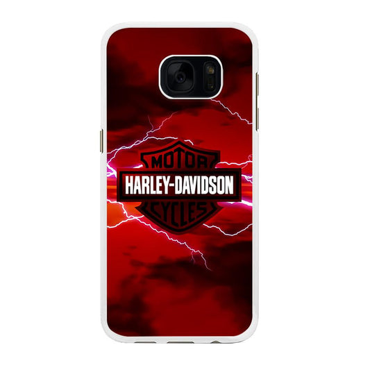 Harley Davidson Red Sky Samsung Galaxy S7 Edge Case-Rubber / White (2D Case)-Xtracase