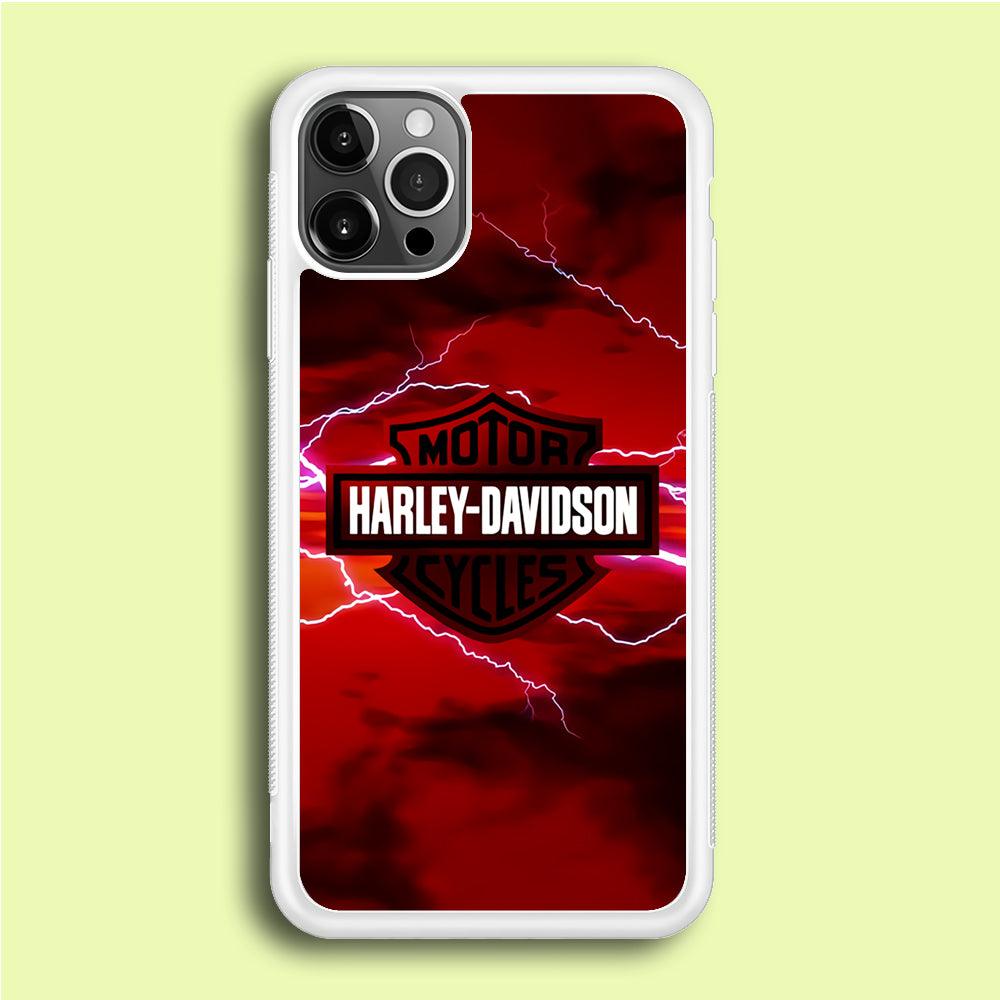 Harley Davidson Red Sky iPhone 12 Pro Case-Rubber / White (2D Case)-Xtracase