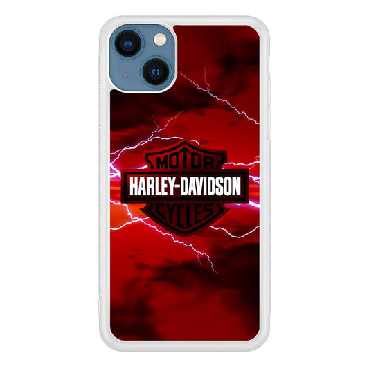 Harley Davidson Red Sky iPhone 13 Mini Case-Rubber / White (2D Case)-Xtracase