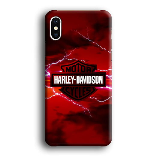 Harley Davidson Red Sky iPhone Xs Case-Plastic / Full Wrap (3D Case)-Xtracase