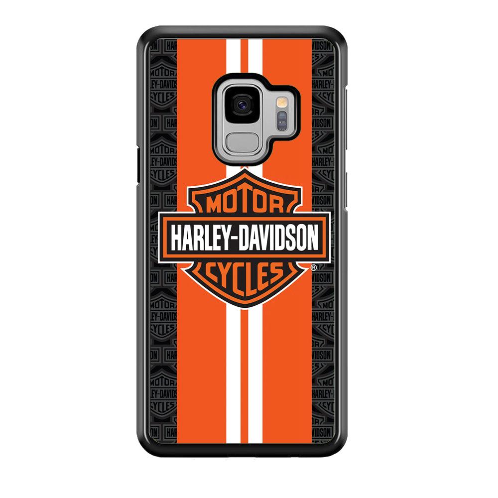Harley Davidson White Striped Orange Samsung Galaxy S9 Case-Plastic / Full Wrap (3D Case)-Xtracase