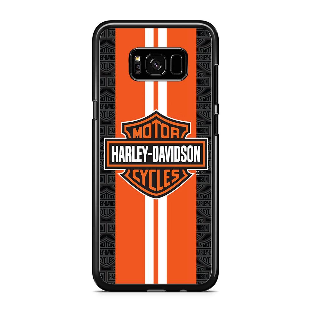 Harley Davidson White Striped Orange Samsung Galaxy S8 Case-Rubber / Black (2D Case)-Xtracase
