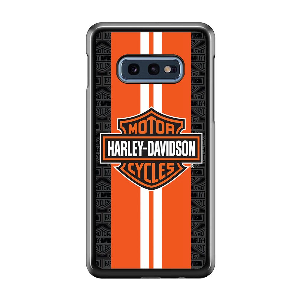 Harley Davidson White Striped Orange Samsung Galaxy S10E Case-Plastic / Full Wrap (3D Case)-Xtracase