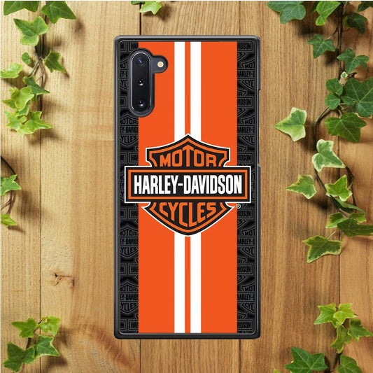 Harley Davidson White Striped Orange Samsung Galaxy Note 10 Case-Rubber / White (2D Case)-Xtracase