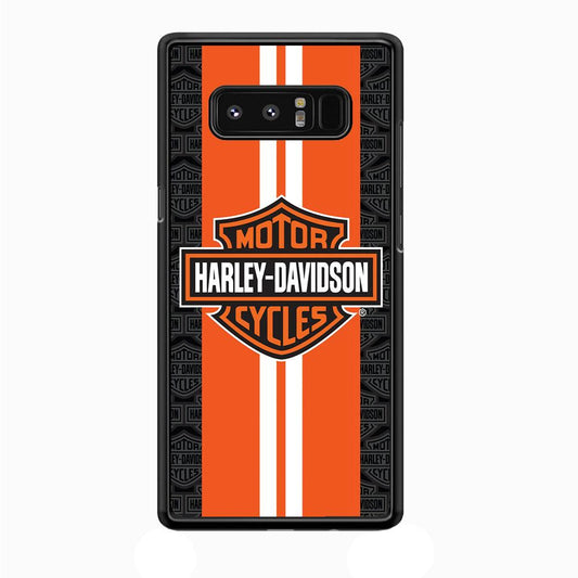Harley Davidson White Striped Orange Samsung Galaxy Note 8 Case-Plastic / Full Wrap (3D Case)-Xtracase