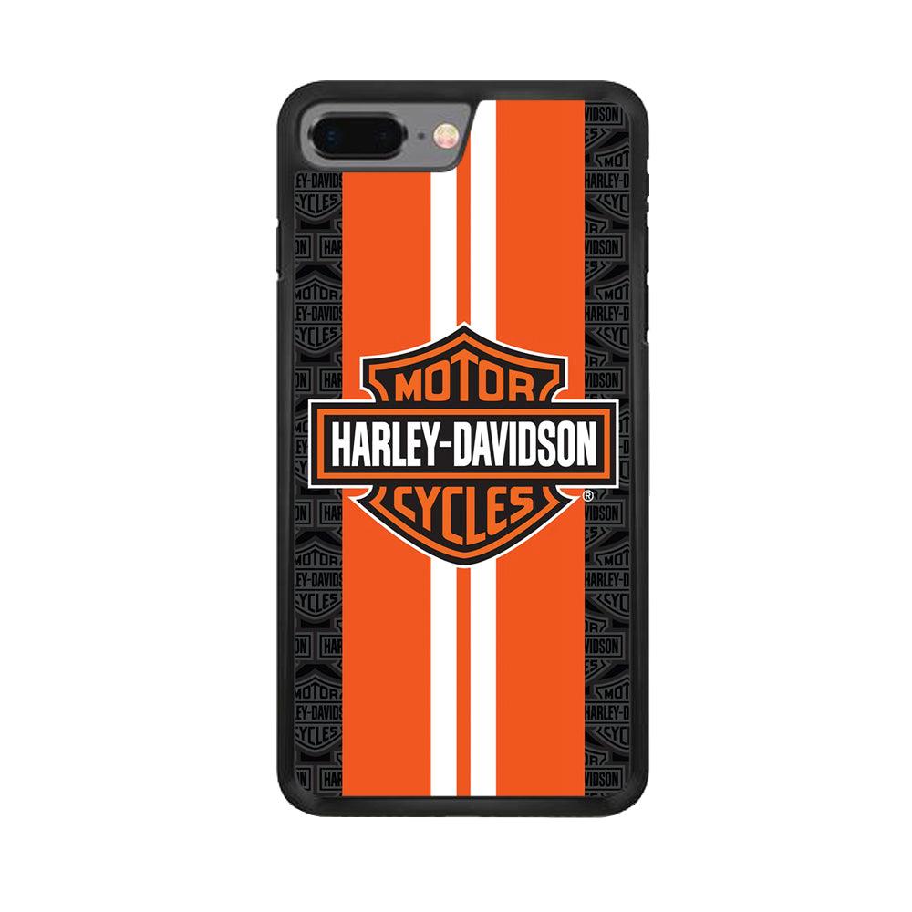 Harley Davidson White Striped Orange iPhone 7 Plus Case-Rubber / Black (2D Case)-Xtracase