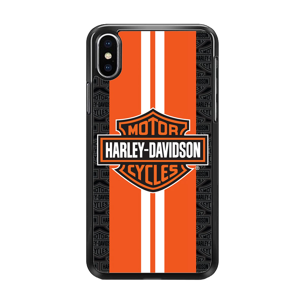 Harley Davidson White Striped Orange  iPhone Xs Case