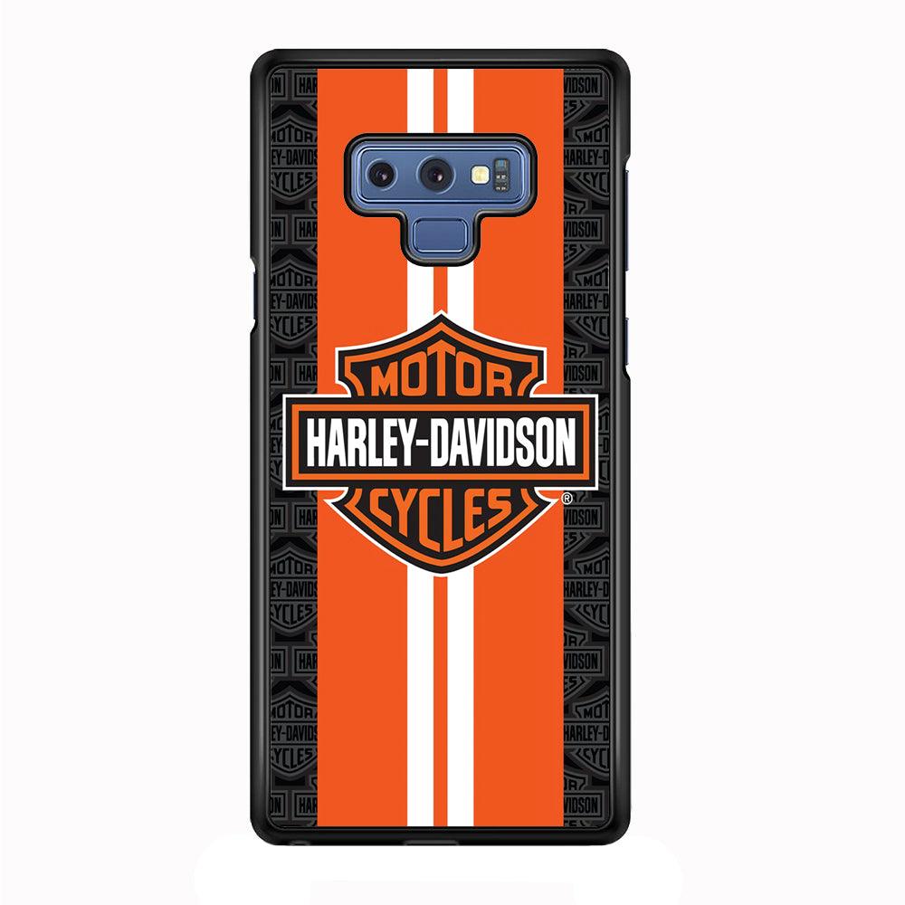 Harley Davidson White Striped Orange Samsung Galaxy Note 9 Case-Plastic / Full Wrap (3D Case)-Xtracase