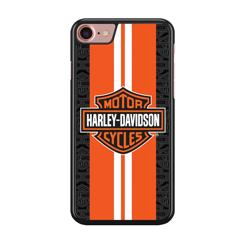 Harley Davidson White Striped Orange iPhone SE 2020 Case-Rubber / Black (2D Case)-Xtracase