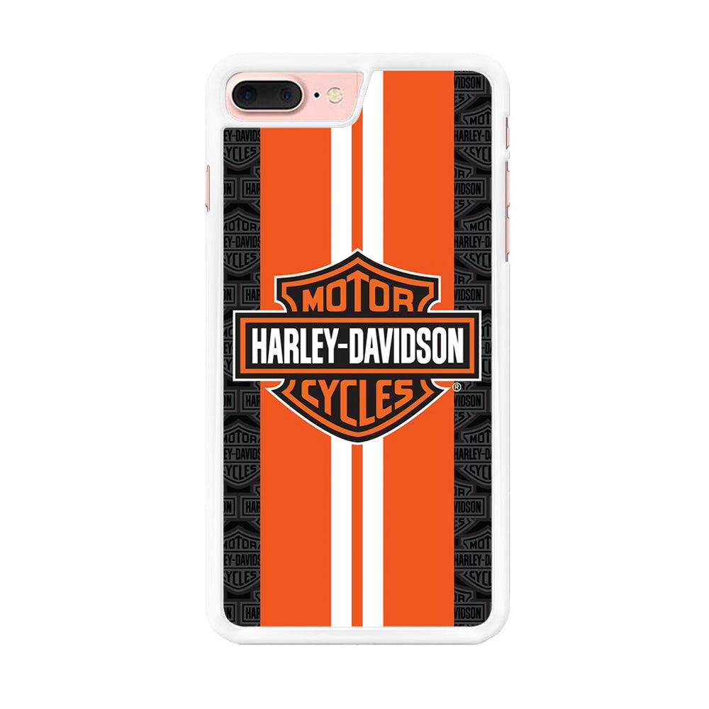 Harley Davidson White Striped Orange iPhone 7 Plus Case-Rubber / White (2D Case)-Xtracase