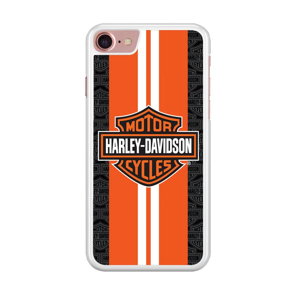 Harley Davidson White Striped Orange iPhone 7 Case-Rubber / White (2D Case)-Xtracase