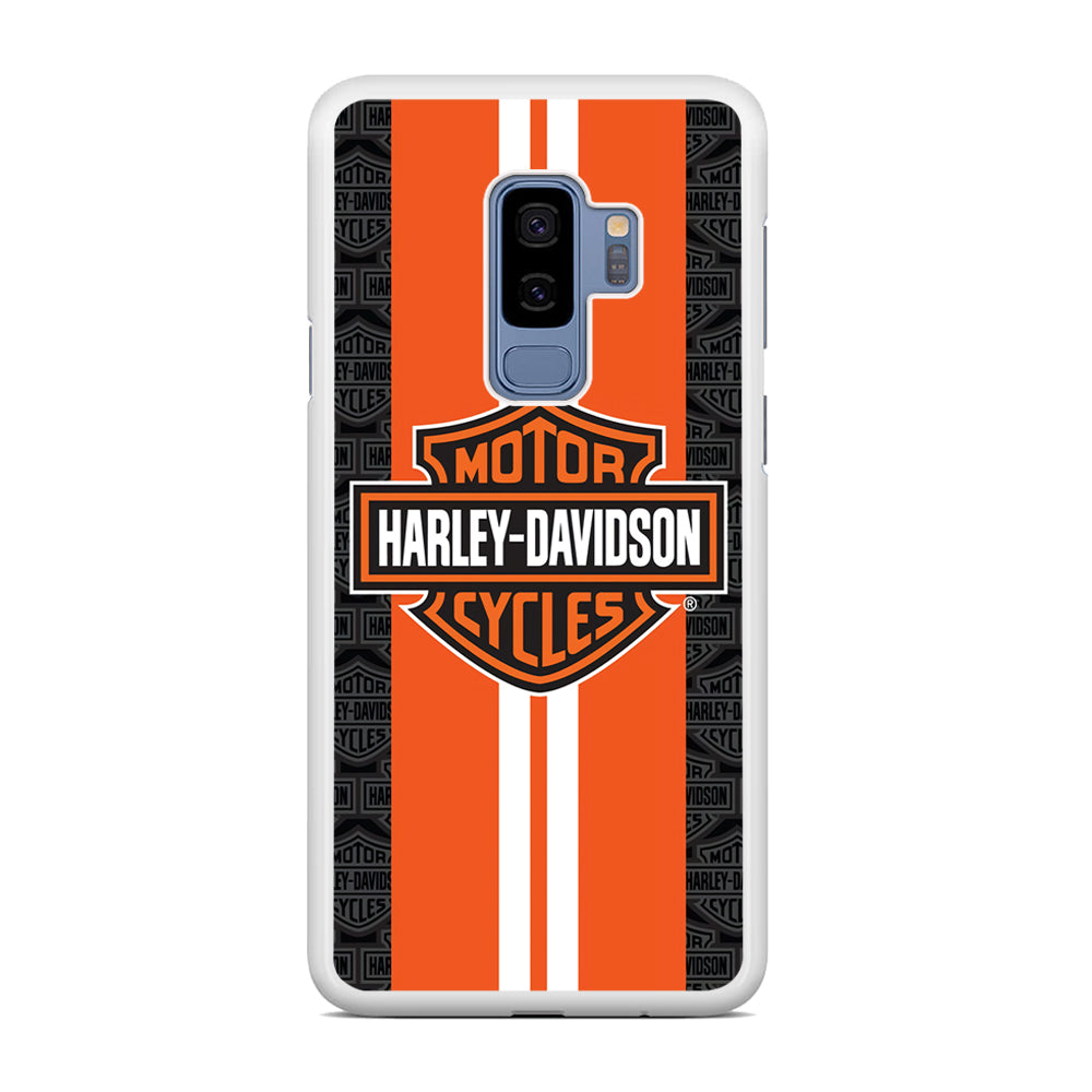 Harley Davidson White Striped Orange Samsung Galaxy S9 Plus Case