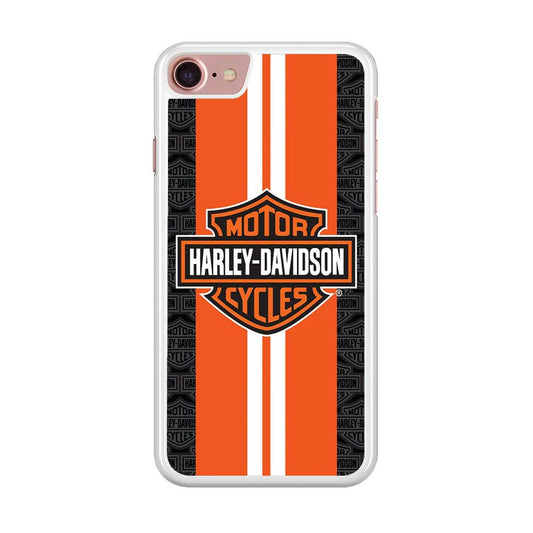 Harley Davidson White Striped Orange iPhone SE 2020 Case-Rubber / White (2D Case)-Xtracase