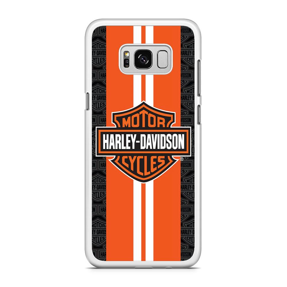 Harley Davidson White Striped Orange Samsung Galaxy S8 Case-Rubber / White (2D Case)-Xtracase