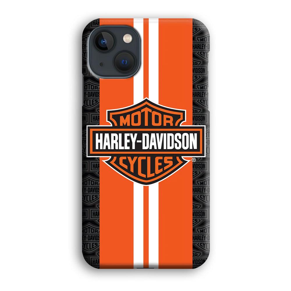 Harley Davidson White Striped Orange iPhone 13 Mini Case-Plastic / Full Wrap (3D Case)-Xtracase