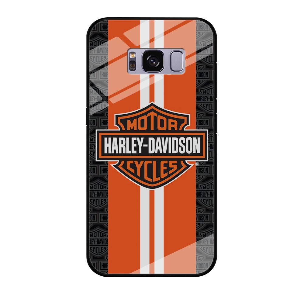 Harley Davidson White Striped Orange Samsung Galaxy S8 Case-Tempered Glass Case-Xtracase