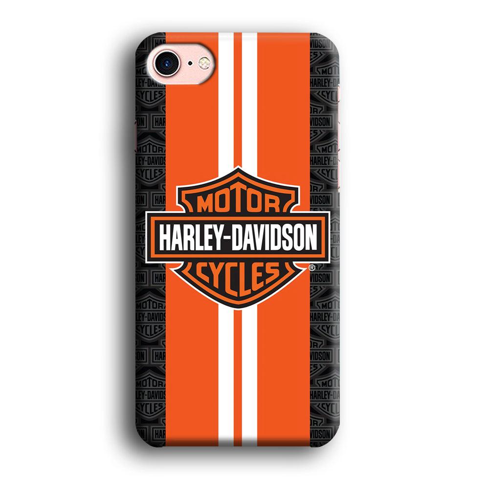 Harley Davidson White Striped Orange iPhone 8 Case-Plastic / Full Wrap (3D Case)-Xtracase