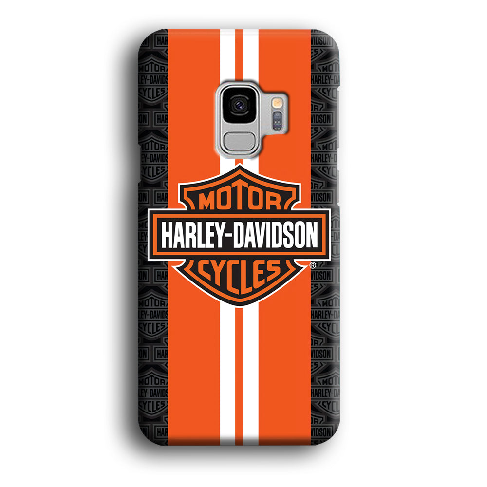 Harley Davidson White Striped Orange Samsung Galaxy S9 Case