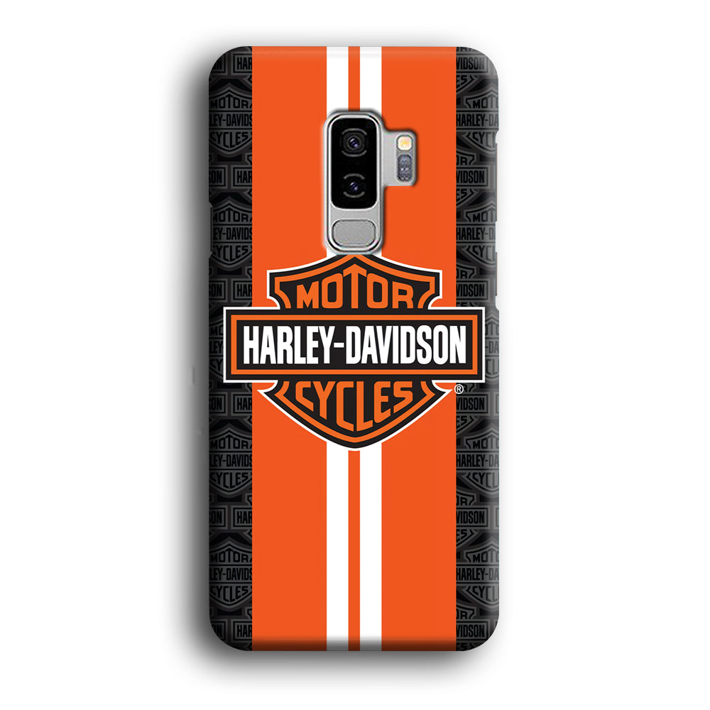 Harley Davidson White Striped Orange Samsung Galaxy S9 Plus Case