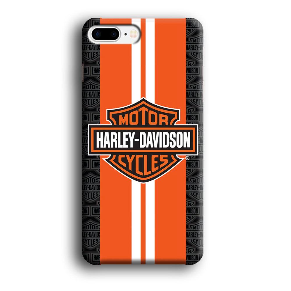 Harley Davidson White Striped Orange iPhone 7 Plus Case-Plastic / Full Wrap (3D Case)-Xtracase
