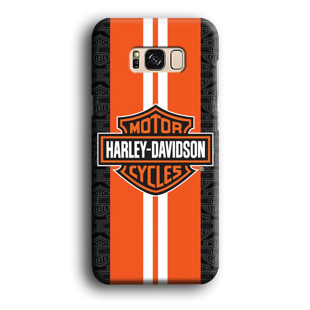Harley Davidson White Striped Orange Samsung Galaxy S8 Case-Plastic / Full Wrap (3D Case)-Xtracase