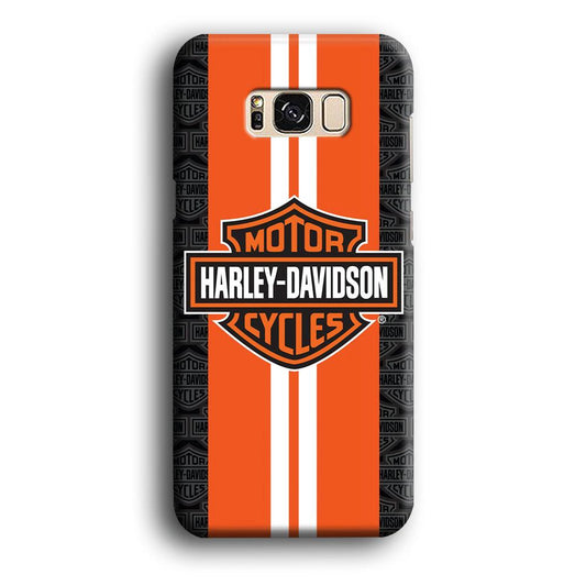 Harley Davidson White Striped Orange Samsung Galaxy S8 Case-Plastic / Full Wrap (3D Case)-Xtracase