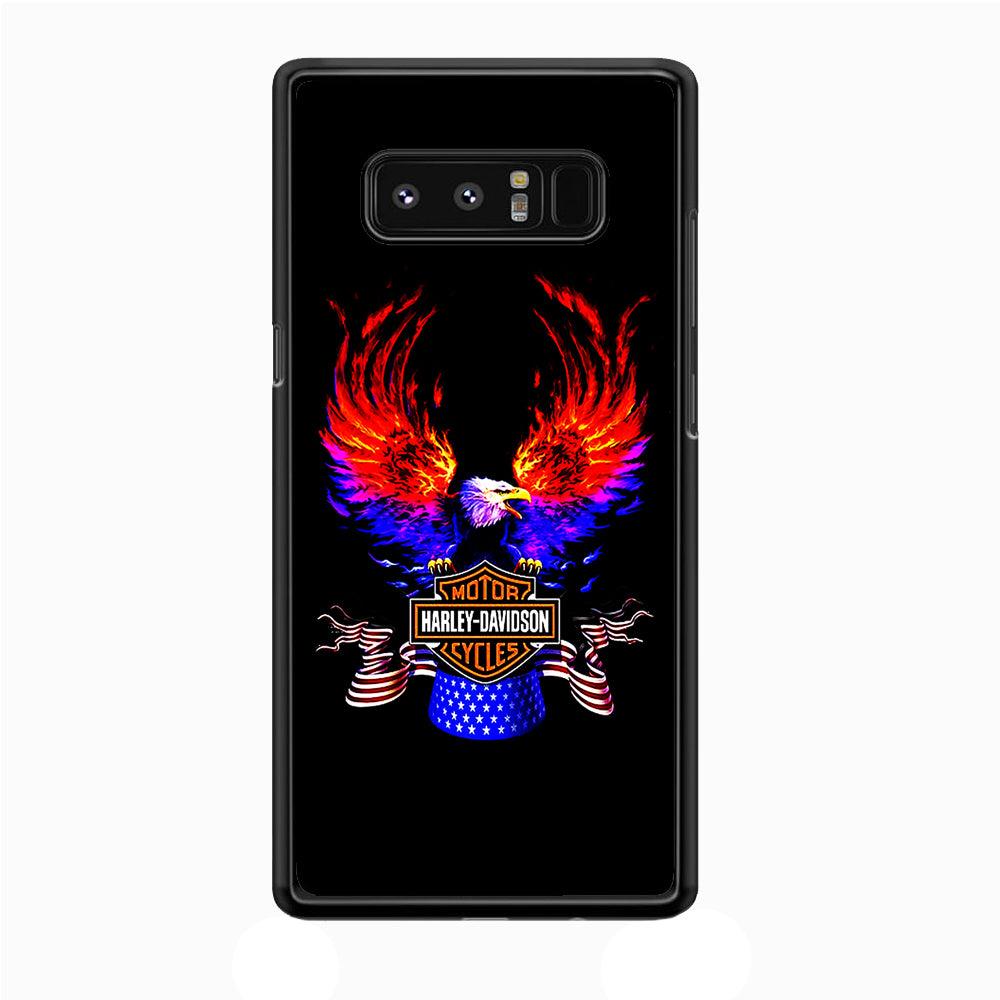 Harley Eagle Fire Samsung Galaxy Note 8 Case-Rubber / Black (2D Case)-Xtracase